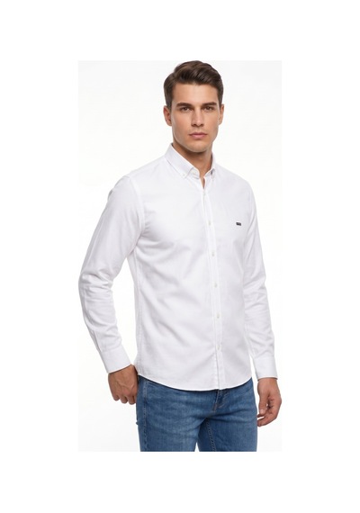 Artı Erkek Spor Slim Fit Uzun Kol Likralı Gömlek Bgl-st05465 Beyaz