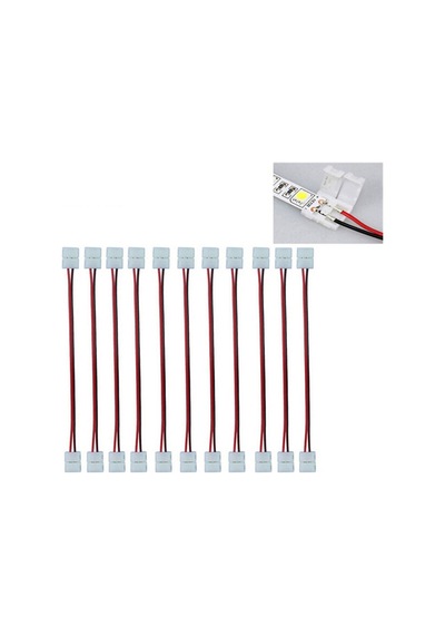 10 Adet 5050 2 Pin Şerit Led Ekleme Aparatı 3 Çipli 15 Cm Kablo