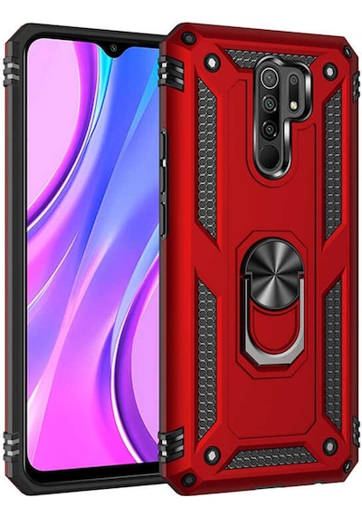 Xiaomi Redmi 9 Kılıf Zore Vega Yüzüklü Standlı Zırh Kılıf