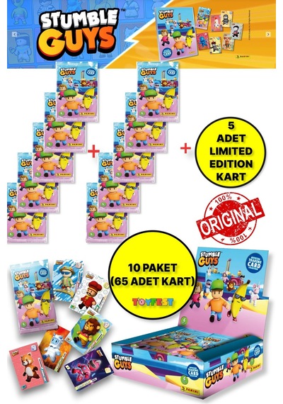 Panini Stumble Guys Koleksiyon Kartları- Çoklu Set - 10 Paket 60 Adet Kart + 5 Limited Edition Kart