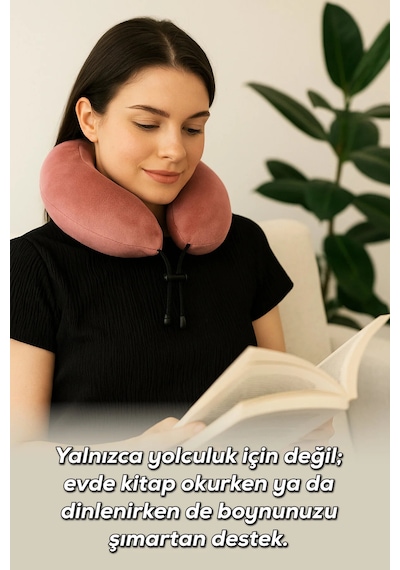 Comfy Ortopedik Seyahat Yastığı Visco Boyun Destekli Seyahat Yastığı - Somon