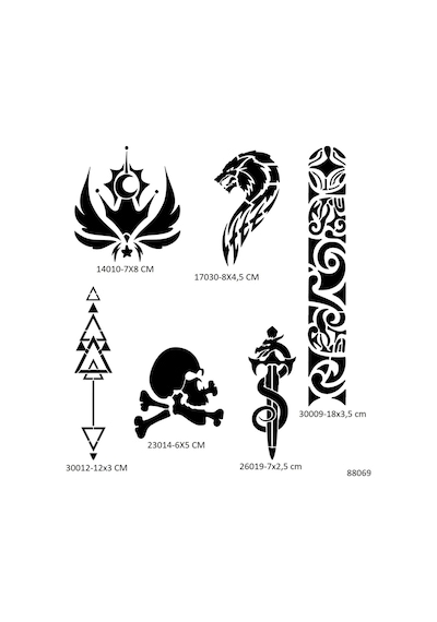 Airbrush Tattoo Kol Şerit Geçici Dövme Şablonu Sadece Desen