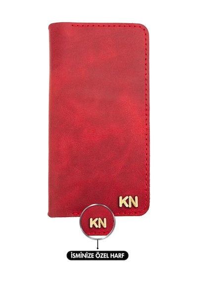 Twingold İsme Özel Dikey Uzun Cüzdan - %100 Rainbow Deri - A010007 - Kırmızı Kırmızı