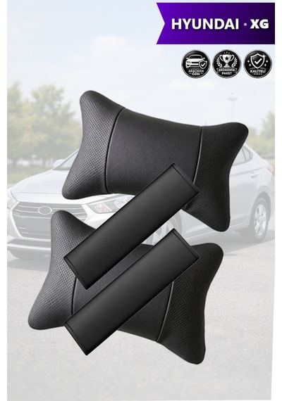 Hyundai Xg Uyumlu Set Siyah Lüks Deri Kemer Koruyucu Deri Yastık