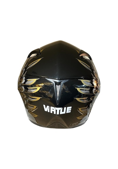 Vırtue Vizörlü Çene Açılır Motosiklet Kaskı Gold - Siyah