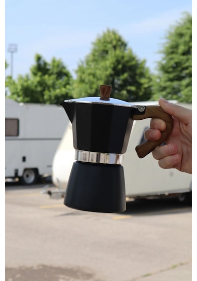 Mokapot 6-cup Coffeehutt Bigg Coffee Italyan Filtre Kahve Makinesi - Alüminyum, Hafif Ve Dayanıklı Siyah