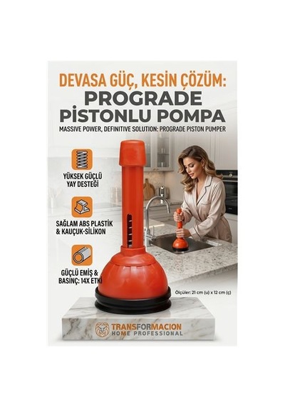 Zenvac Prograde Pistonlu 14x Lavabo Gider Açıcı Pompa 716627 Zenvac29 Renkli