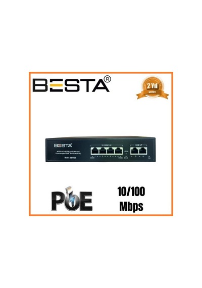6 Port Poe Switch 10/100 Mbps Masaüstü 4 Port Poe Bst620