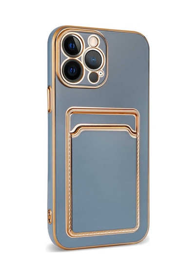 Apple Uyumlu iPhone 12 Pro Kılıf Zore Bark Kartlıklı Kapak Mavi