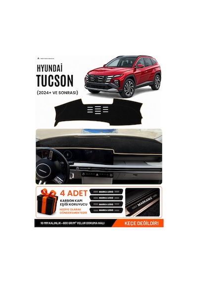 Hyundai Tucson 2024+ Sonrası Uyumlu Torpido Örtüsü, Torpido Kılıfı - Siyah-bej - Hu039