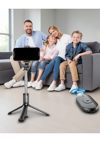 Selfie Çubuğu, Tripodlu, Bluetooth, İos Android Uyumlu, Siyah Standart