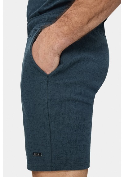 Barry Lacivert Metal Logolu Krinkıl Hafif Kumaş Standard Fit Erkek Örme Şort Lacivert