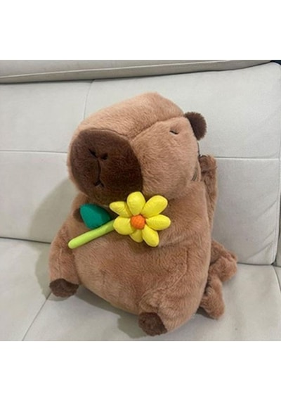 Capybara Peluş Çanta Sevimli Yumuşak Sırt Çantası 30cm -428 Kahverengi