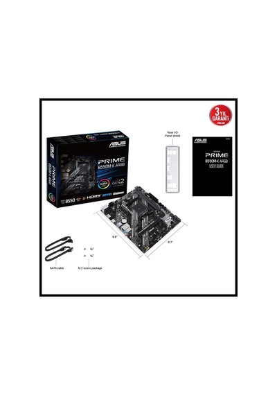 Asus Prıme B550m-k Argb, 2xddr4, 2x M.2, Dp, Hdmı, Am4 Soket Anakart