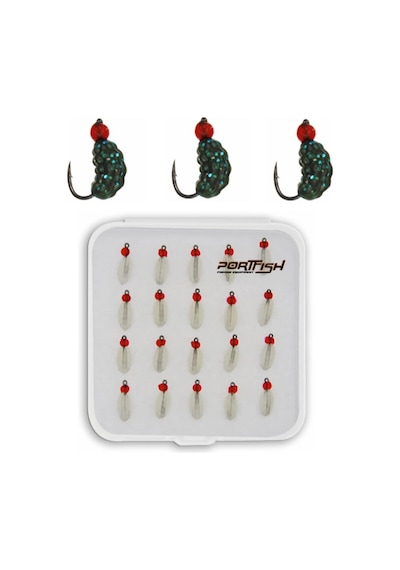 Portfish Kurtcuk Silikon Yem 20 Li Paket Renk: Koyu Yeşil