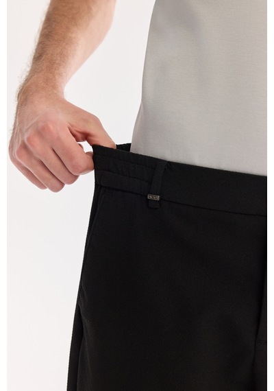 Avva Erkek Siyah Yanı Lastikli Gofreli Relaxed Fit Chino Şort A61y3730