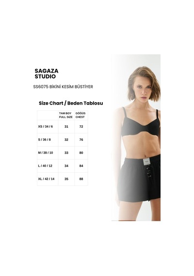 Sagaza Studio Ss6075 Lastikli Keten Büstiyer Siyah
