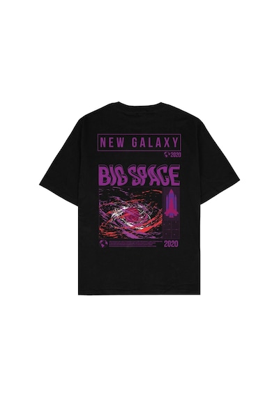 Adrift Big Space Siyah Oversize Unisex T-shirt Siyah