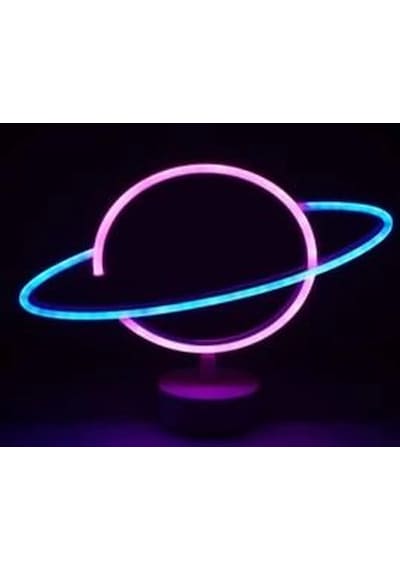 Neon Işıklı Satürn Lamba Pil+usb Mz-503 Standart