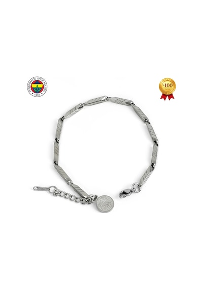 Fb Çizgili Çelik Bileklik Gri