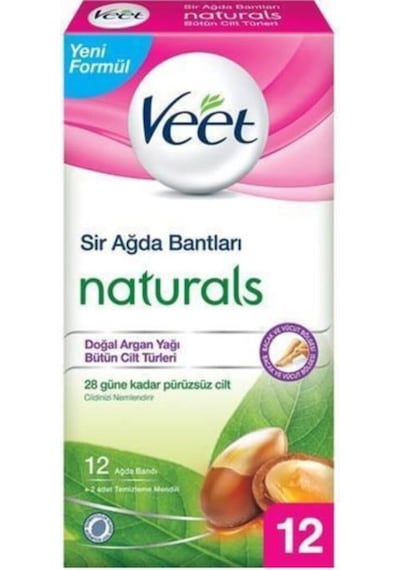 Veet Naturals Argan Yağlı Kuru Ciltler için Vücut Sir Ağda Bantları 12'li