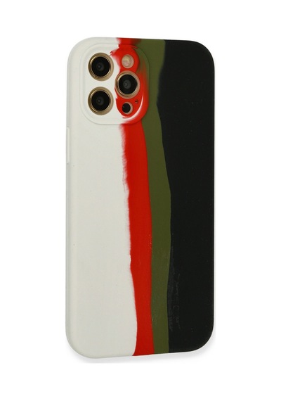 Newface Apple Uyumlu iPhone 12 Pro Max Kılıf Ebruli Lansman Silikon - Beyaz-siyah Beyaz-siyah