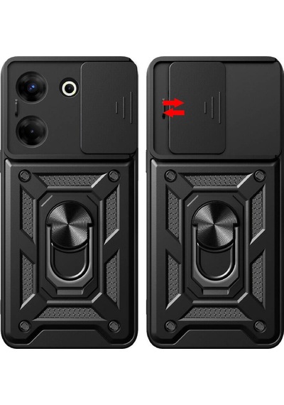 Tecno Camon 20 Pro 5g İle Uyumlu Kılıf Magnetik Standlı Kamera Korumalı Sürgülü Kapak