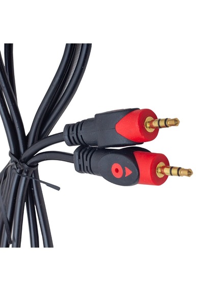 3 Metre Gold Soket Aux Stereo Ses Kablosu 3.5mm Jack Erkek-erkek Kırmız - Siyah