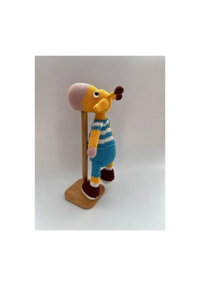 El Örgüsü Zürafa Amigurumi El Yapımı Büyük Boy 34cm Oyuncak Mavi