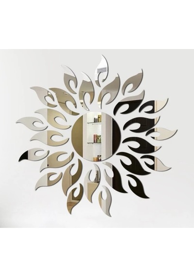 Güneş001 Model Duvar Dekorasyon Süs Gümüş Renk 50 X 50 Cm