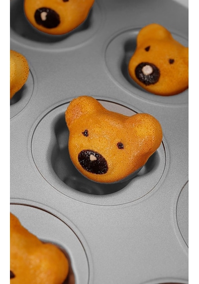Tr Karbon Çelik 12 Li Ayıcık Muffin Cupcake Kek Pişirme Kalıbı Mt125 Diğer