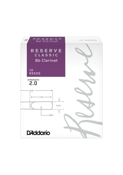D'addario Dct1020 Reserve Classic Bb Klarnet Kamışı No: 2.0 Orta Seviye/eğitim - 10'lu Paket Geleneksel Fransız Kesim Ve Dengeli Tepki