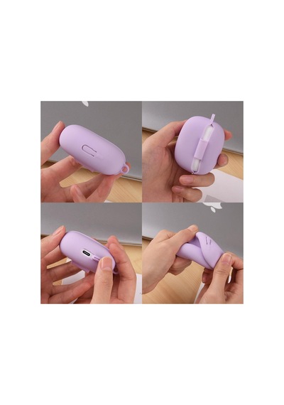 Caseonn Xiaomi Redmi Buds 8 Pro Kılıf Askı Aparatlı Mat Silikon Pembe Çok Renkli