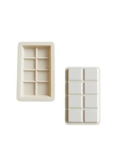 2 Li Silikon Dubai Çikolatası Kalıbı Krem Rengi Esnek Çikolata Lokum Tatlı Kalıbı 8x12,5 Cm Hazneli Krem