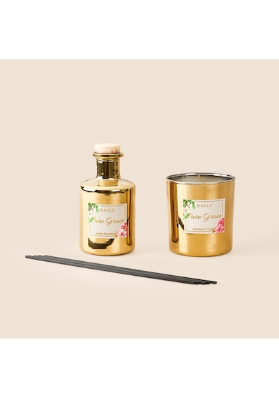 Çubuklu Oda Kokusu Ve Mum Seti - Gold Diğer