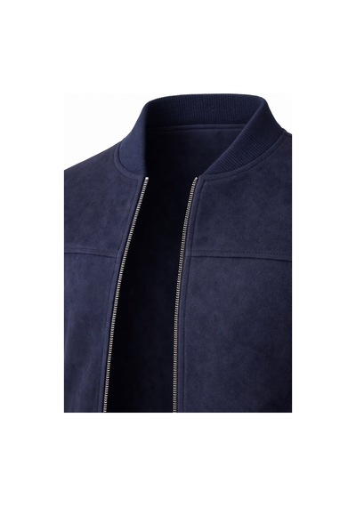 Premium Slim Fit Bomber Kolej Deri Ceket Lacivert