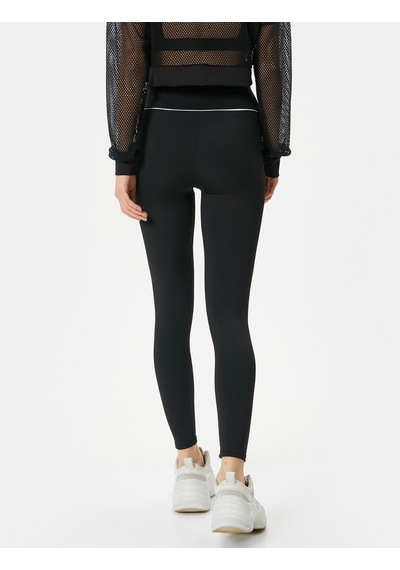 Koton Spor Tayt Yüksek Bel Çizgi Detaylı Slim Fit Siyah 4SAK40069NK999 Siyah