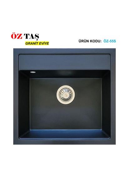 Öztaş Öz-55S Granit Mutfak Eviye Siyah 50 x 55 CM