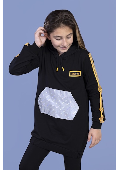 Toontoy Kız Çocuk Kanguru Cepli Reflektör Detaylı Sweatshirt Siyah