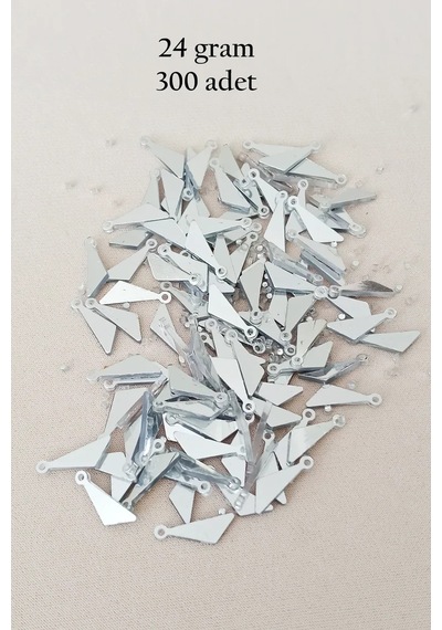 Oya Abiye Bileklik Kolye Pleksi Metalik Plastik Pul Gümüş Renk 24 Gram 300 Adet - Bnc593