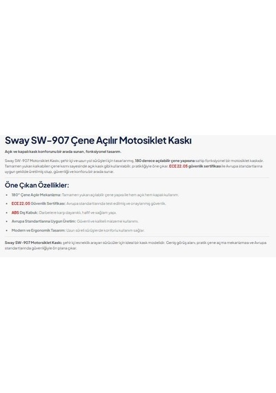 Sway 907 Stratos B-707 Çene Açılır Kask Beyaz