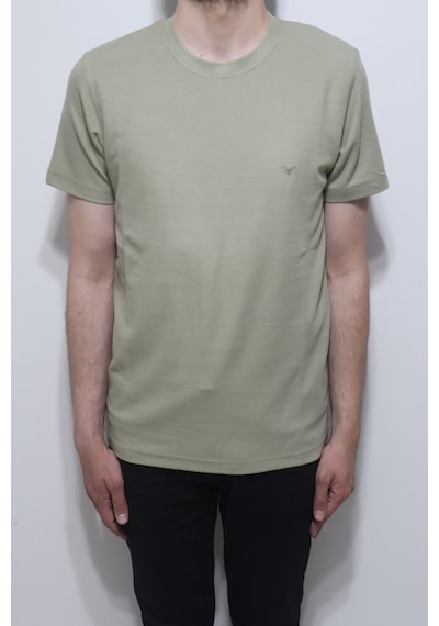 Santa Dmctekstil Erkek Tshirt-1111-1435 Düz Spor Kesim Rahat Kalıp Bisiklet Yaka T-shirt Yeşil
