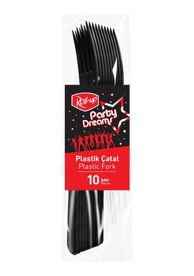 Roll-up Party Dreams Çatal Siyah 10'lu Çok Renkli