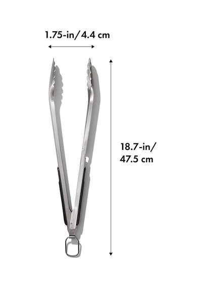 Oxo Good Grips Paslanmaz Çelik Uzun Barbekü Maşası, Dahili Şişe Açacaklı 47,5 Cm - Sosis, Sebze Ve Daha Fazlası