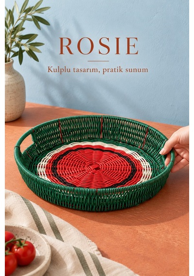 Rosıe Karpuz Desenli Yuvarlak Servis Tepsisi 32 Cm Karışık
