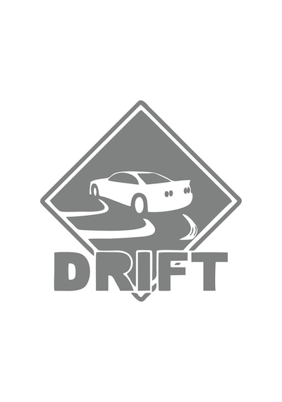 Drift Araba Sticker 17x17 Cm Gri