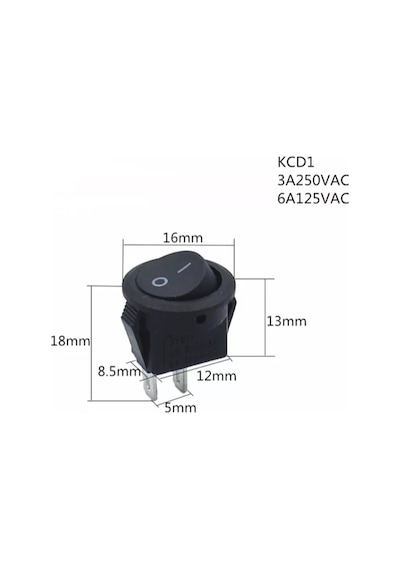 50 Adet Ic-134E Mini (S) Yuvarlak Işiksiz Anahtar On-Off 2P Siyah