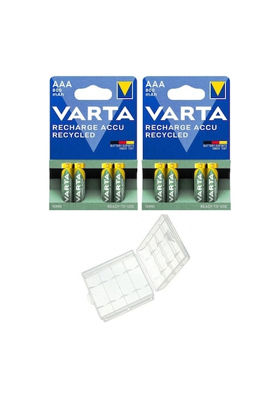 Varta 56703 800 mAh AAA Ni-MH Şarj Edilebilir İnce Kalem Pil 8'li + Pil Kutusu