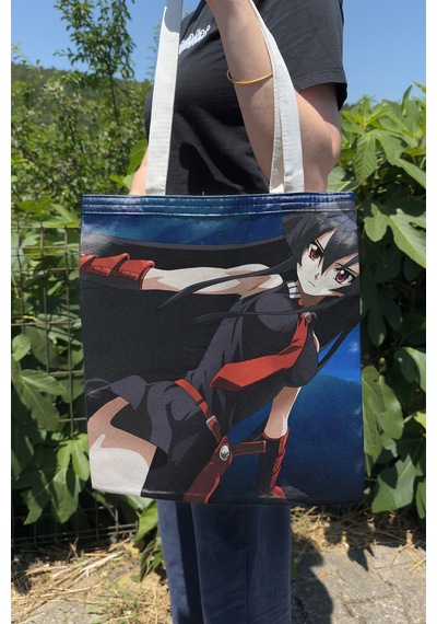 Zipzap Akame Ga Kill Çift Taraflı Kanvas Bez Çanta Yazlık Kışlık Anime Çantası V4