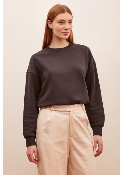 H1 Style Bisiklet Yaka Oversize Sweatshirt Antirasit